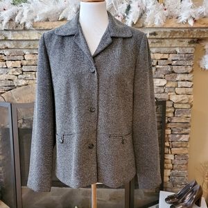 Talbots Gray-Black Jacket Blazer Size: 6